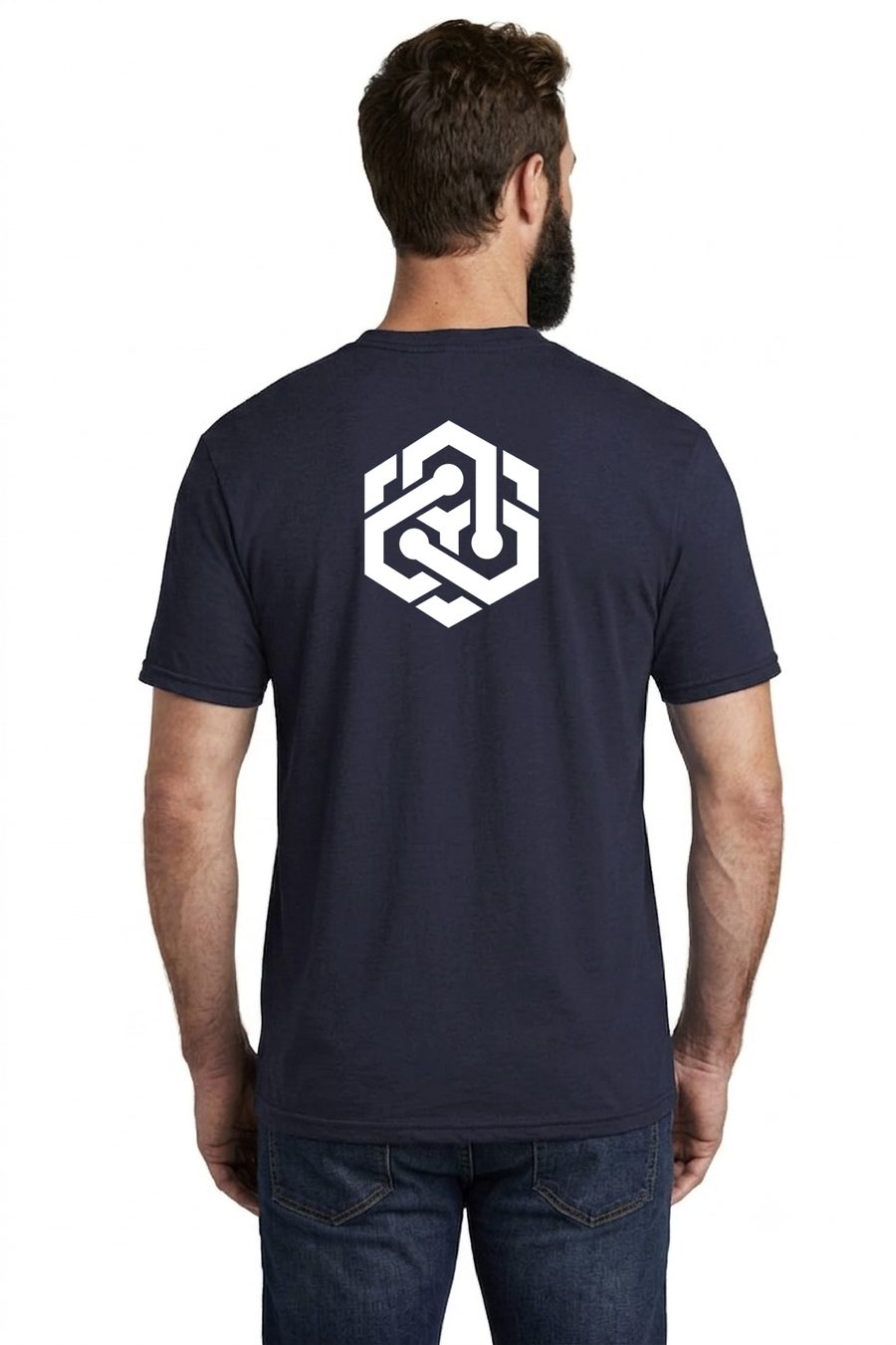 Navy crewneck, back