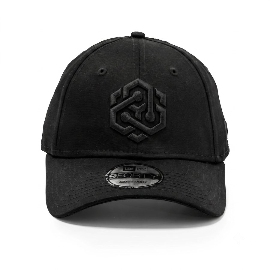 Black New Era 9FORTY cap, tonal Bentaus hexagon logo