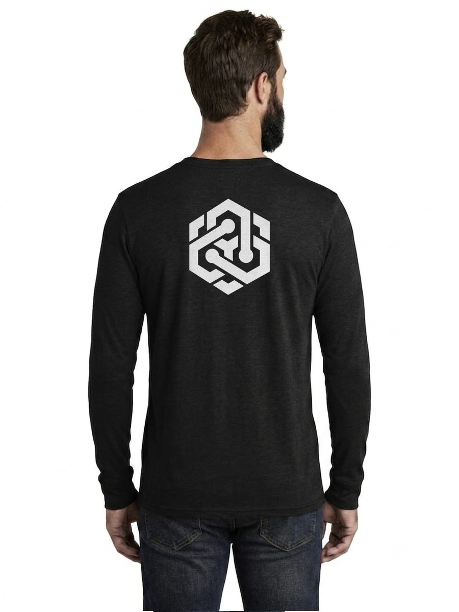 Black long sleeve tee, back