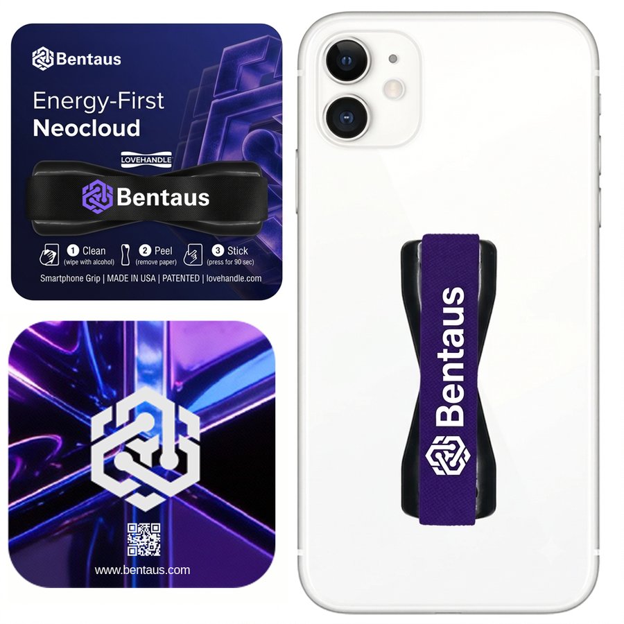 Bentaus LoveHandle phone grip, option A, icon back card, full uncropped view