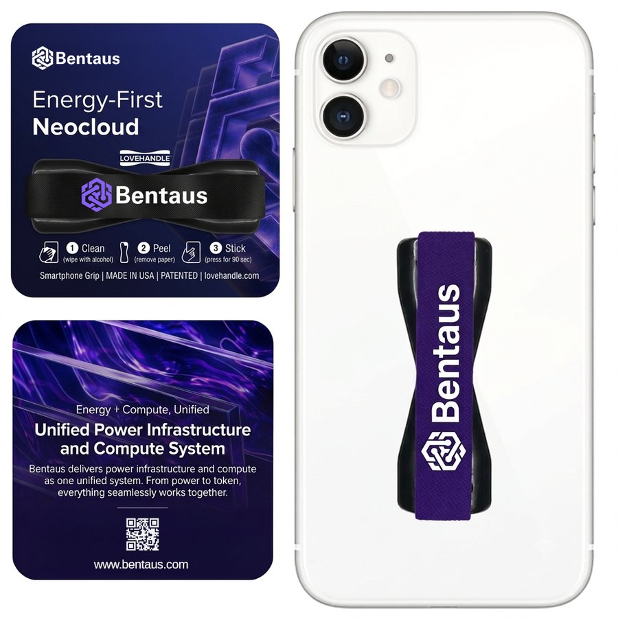 Bentaus LoveHandle phone grip, option B, messaging back card, full uncropped view